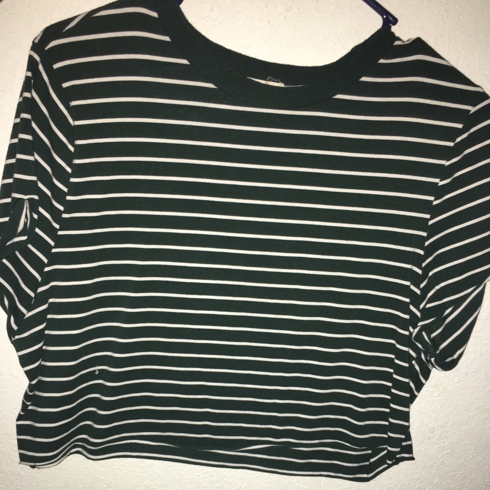 Green striped crop top